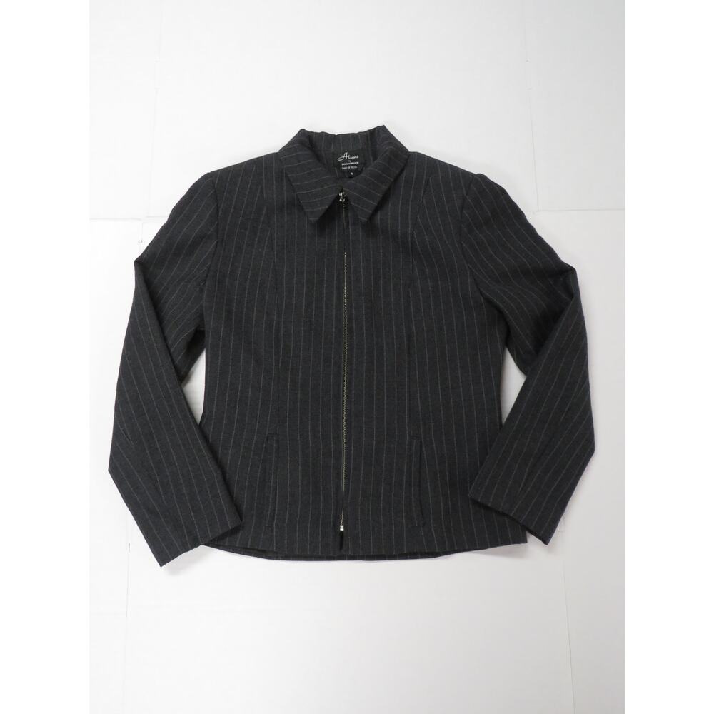 Vintage Alanni by DonnyBrook Womens 6 Wool Jacket Zipper Russia Pinstripe Office